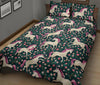 Unicorn Floral Pattern Print Bed Set Quilt-grizzshop