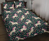 Unicorn Floral Pattern Print Bed Set Quilt-grizzshop