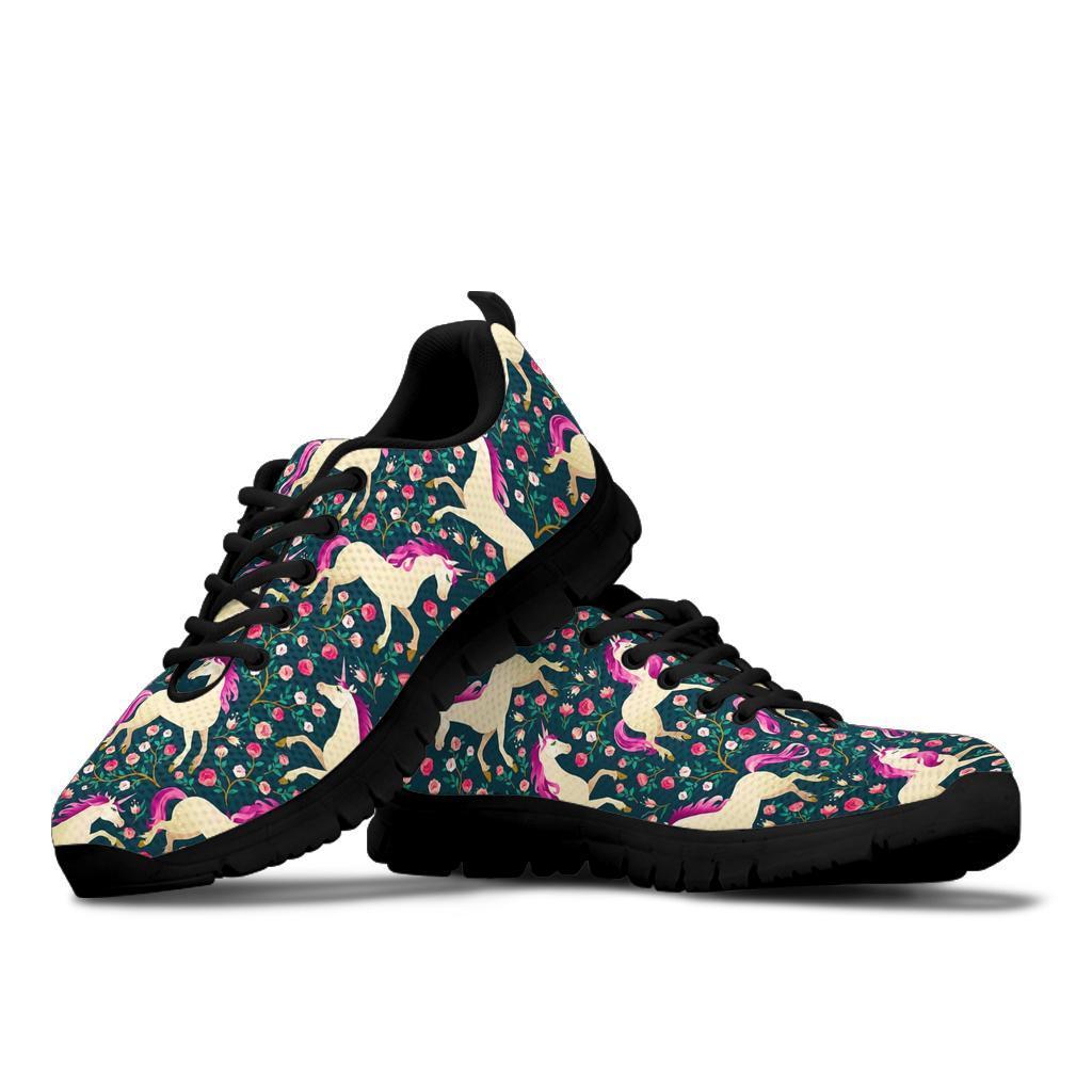 Unicorn Floral Pattern Print Sneaker Shoes For Men Women-grizzshop