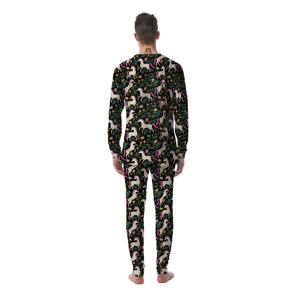 Unicorn Floral Print Pattern Men's Pajamas-grizzshop