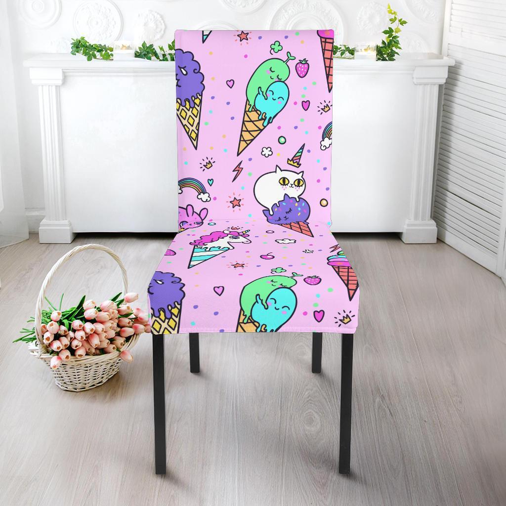 Unicorn Ice Cream Cone Pattern Print Chair Cover-grizzshop