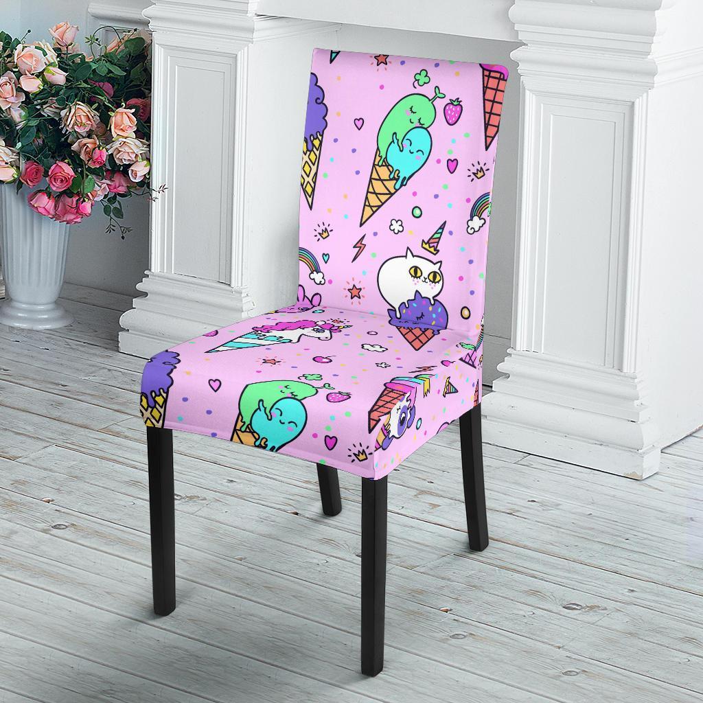 Unicorn Ice Cream Cone Pattern Print Chair Cover-grizzshop