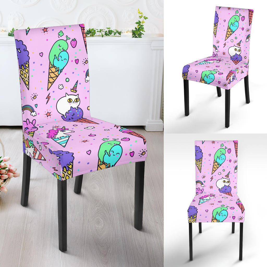 Unicorn Ice Cream Cone Pattern Print Chair Cover-grizzshop