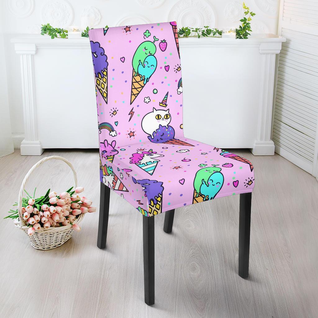 Unicorn Ice Cream Cone Pattern Print Chair Cover-grizzshop