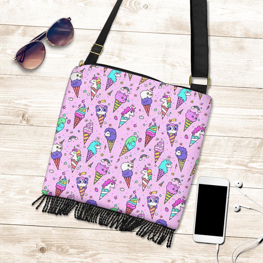 Unicorn Ice Cream Cone Pattern Print Crossbody Bags-grizzshop