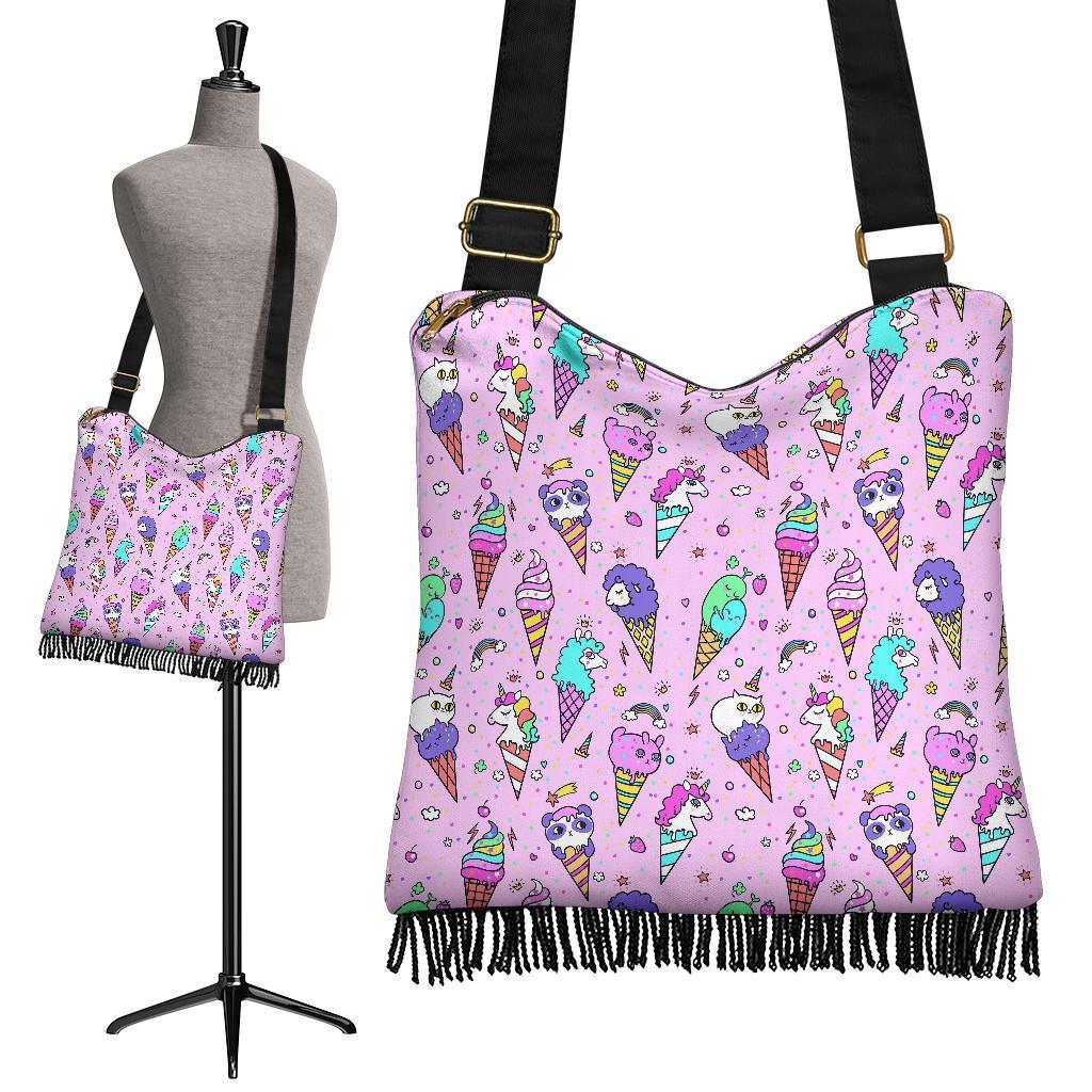 Unicorn Ice Cream Cone Pattern Print Crossbody Bags-grizzshop