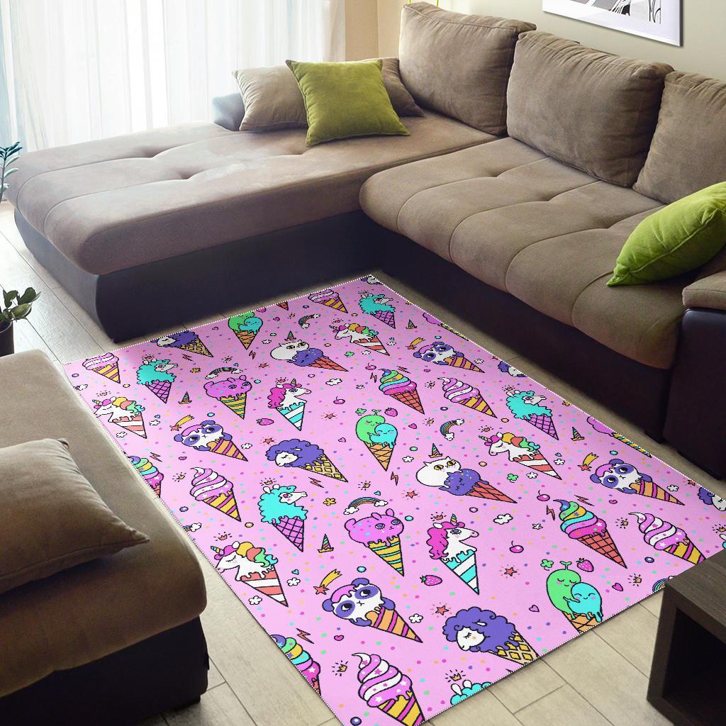 Unicorn Ice Cream Cone Pattern Print Floor Mat-grizzshop