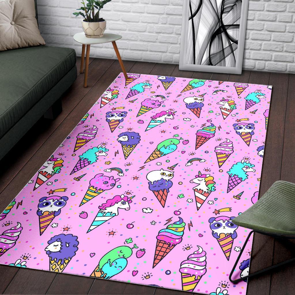 Unicorn Ice Cream Cone Pattern Print Floor Mat-grizzshop