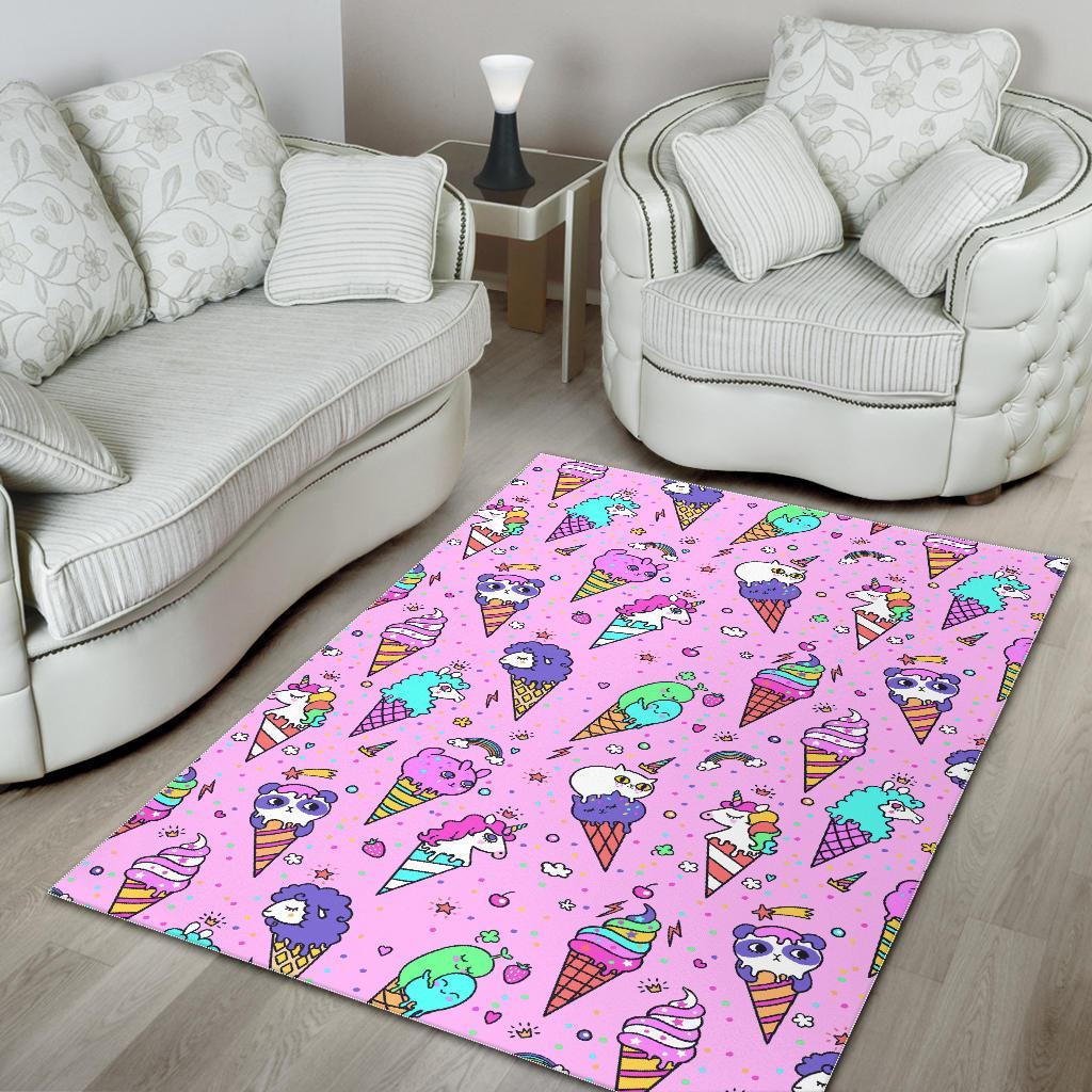 Unicorn Ice Cream Cone Pattern Print Floor Mat-grizzshop