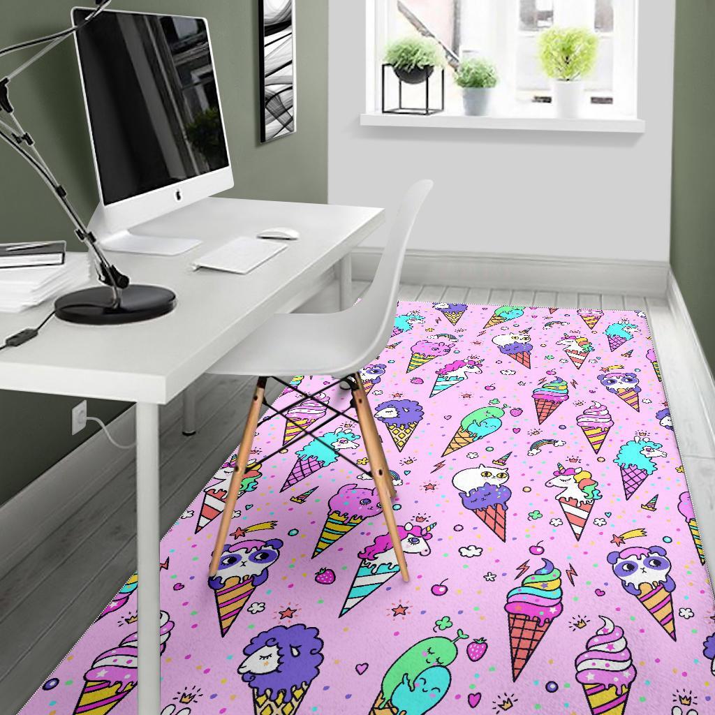 Unicorn Ice Cream Cone Pattern Print Floor Mat-grizzshop