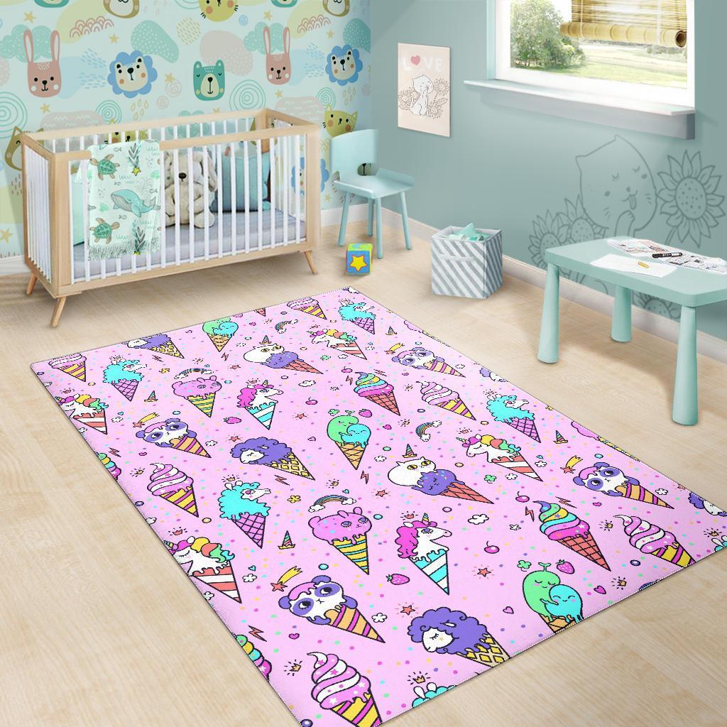 Unicorn Ice Cream Cone Pattern Print Floor Mat-grizzshop