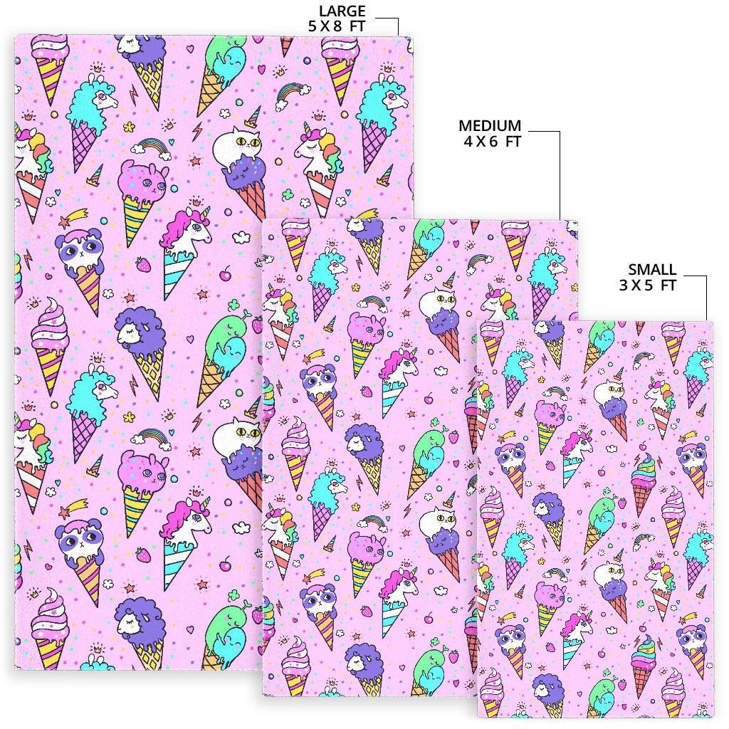 Unicorn Ice Cream Cone Pattern Print Floor Mat-grizzshop