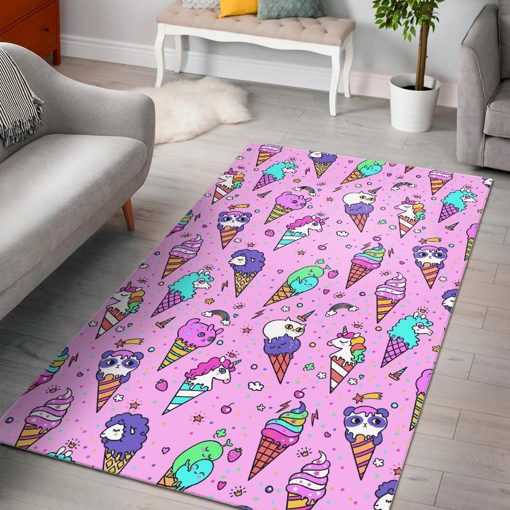 Unicorn Ice Cream Cone Pattern Print Floor Mat-grizzshop