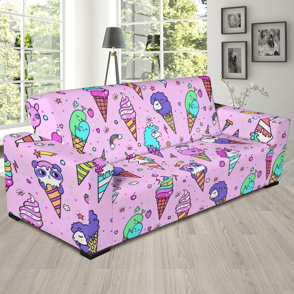 Unicorn Ice Cream Cone Pattern Print Sofa Covers-grizzshop