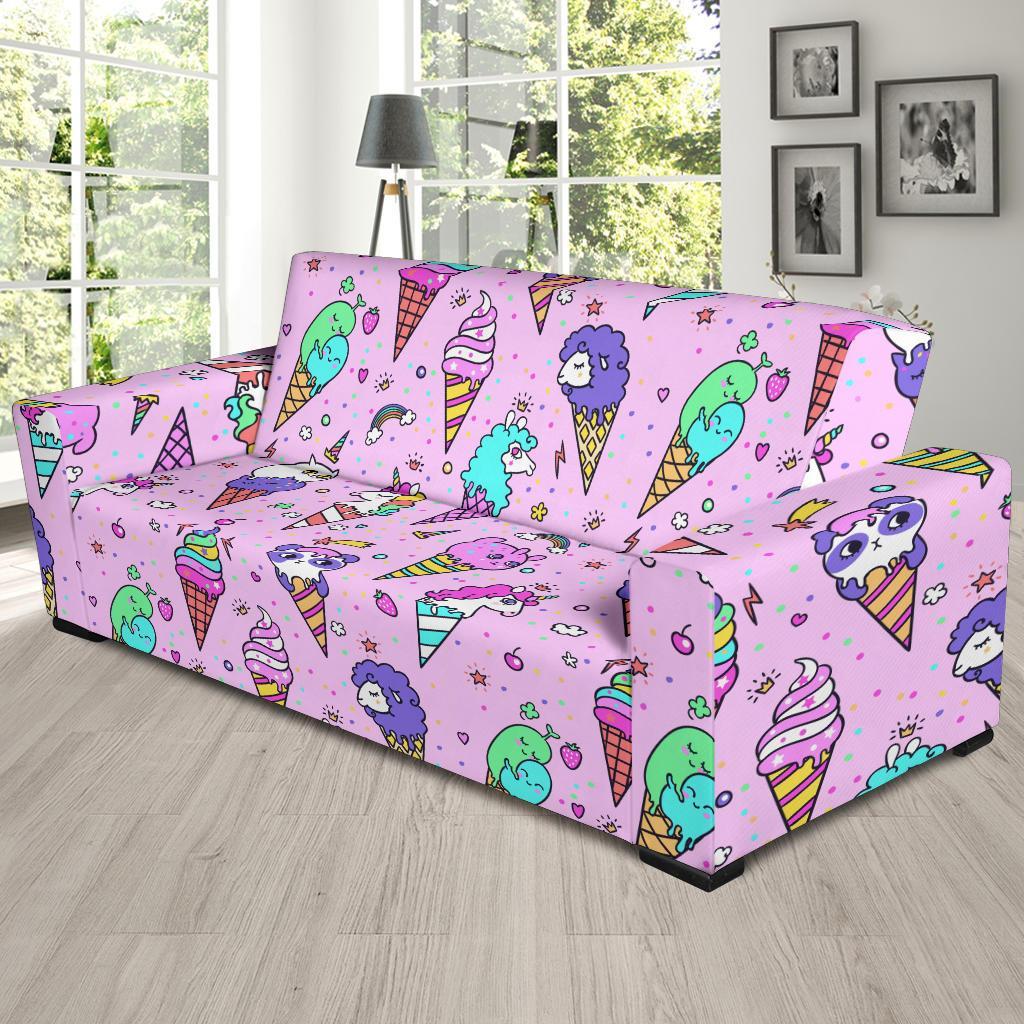 Unicorn Ice Cream Cone Pattern Print Sofa Covers-grizzshop