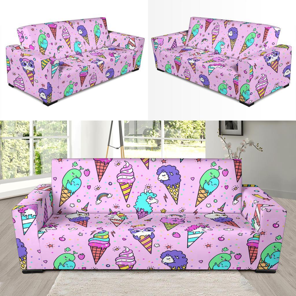 Unicorn Ice Cream Cone Pattern Print Sofa Covers-grizzshop