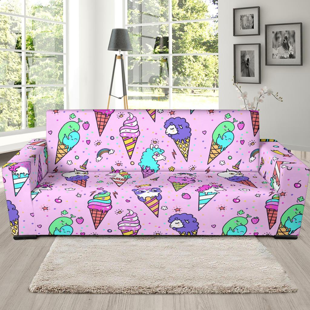 Unicorn Ice Cream Cone Pattern Print Sofa Covers-grizzshop