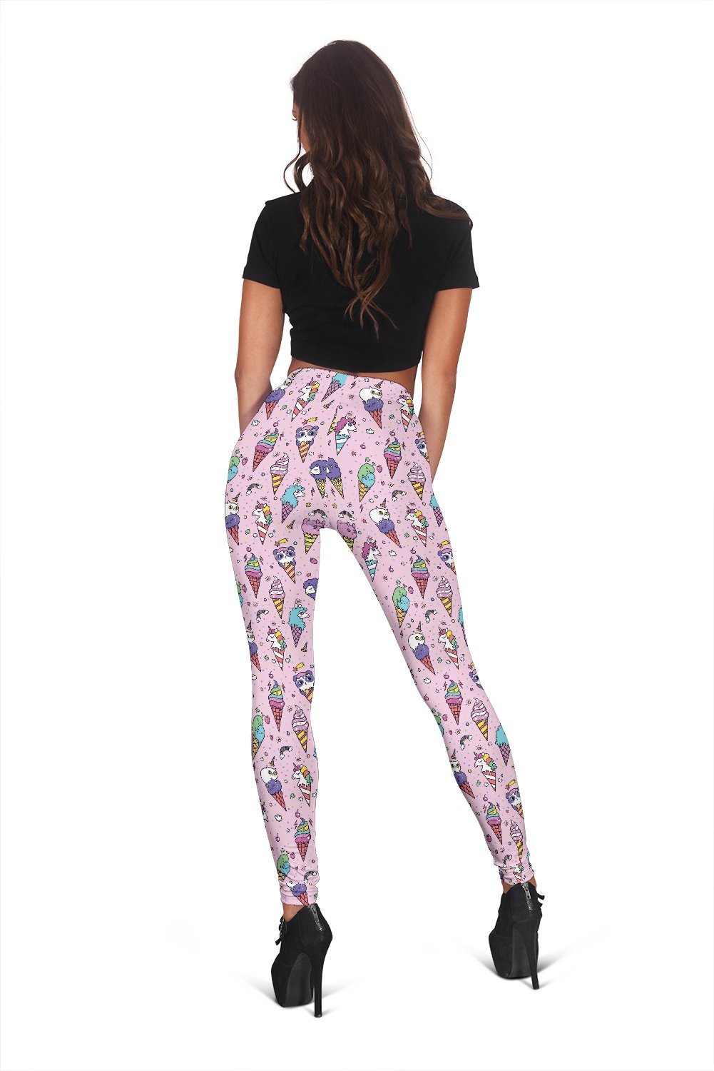 Unicorn Ice Cream Cone Pattern Print Women Leggings-grizzshop