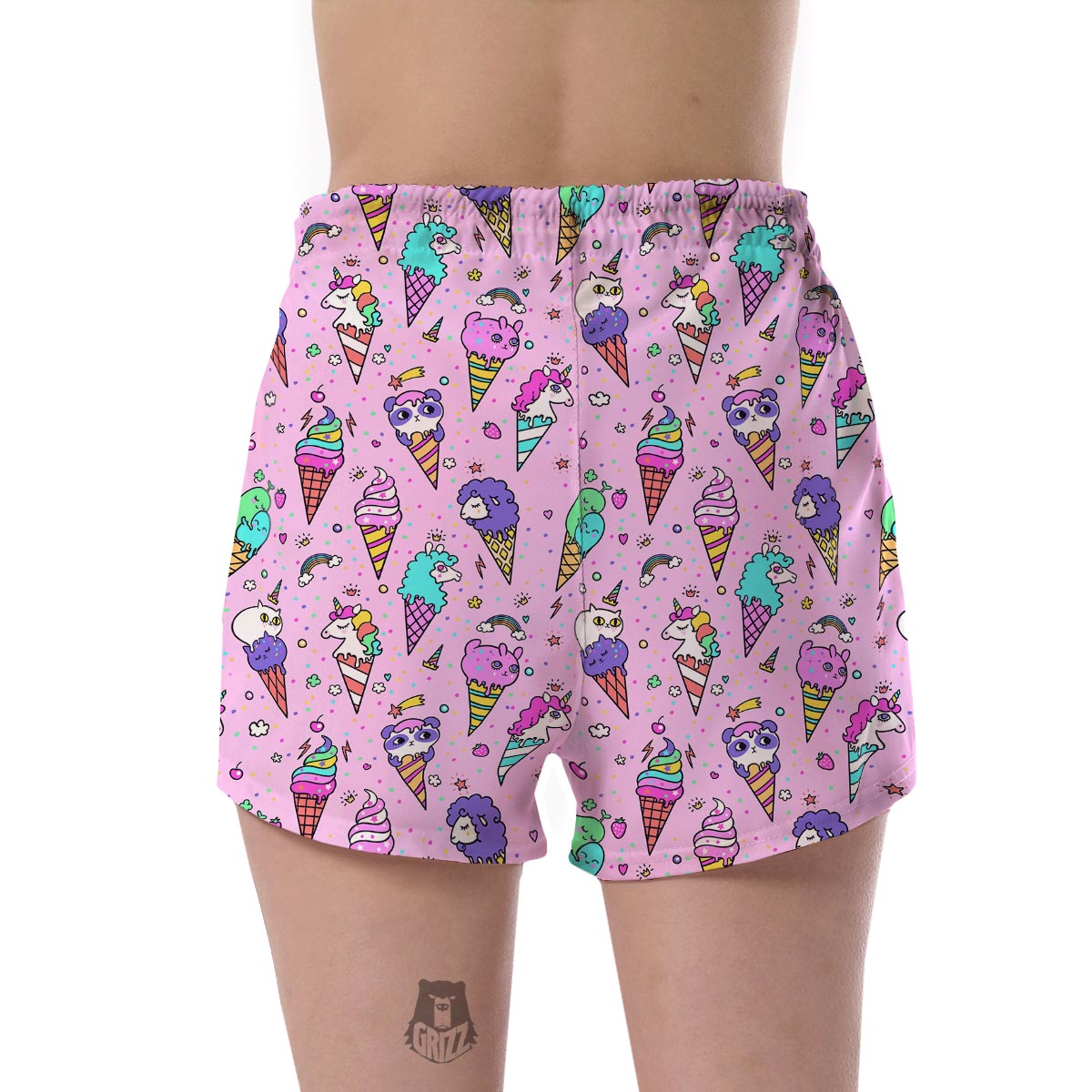 Unicorn Ice Cream Cone Pattern Print Women's Shorts-grizzshop