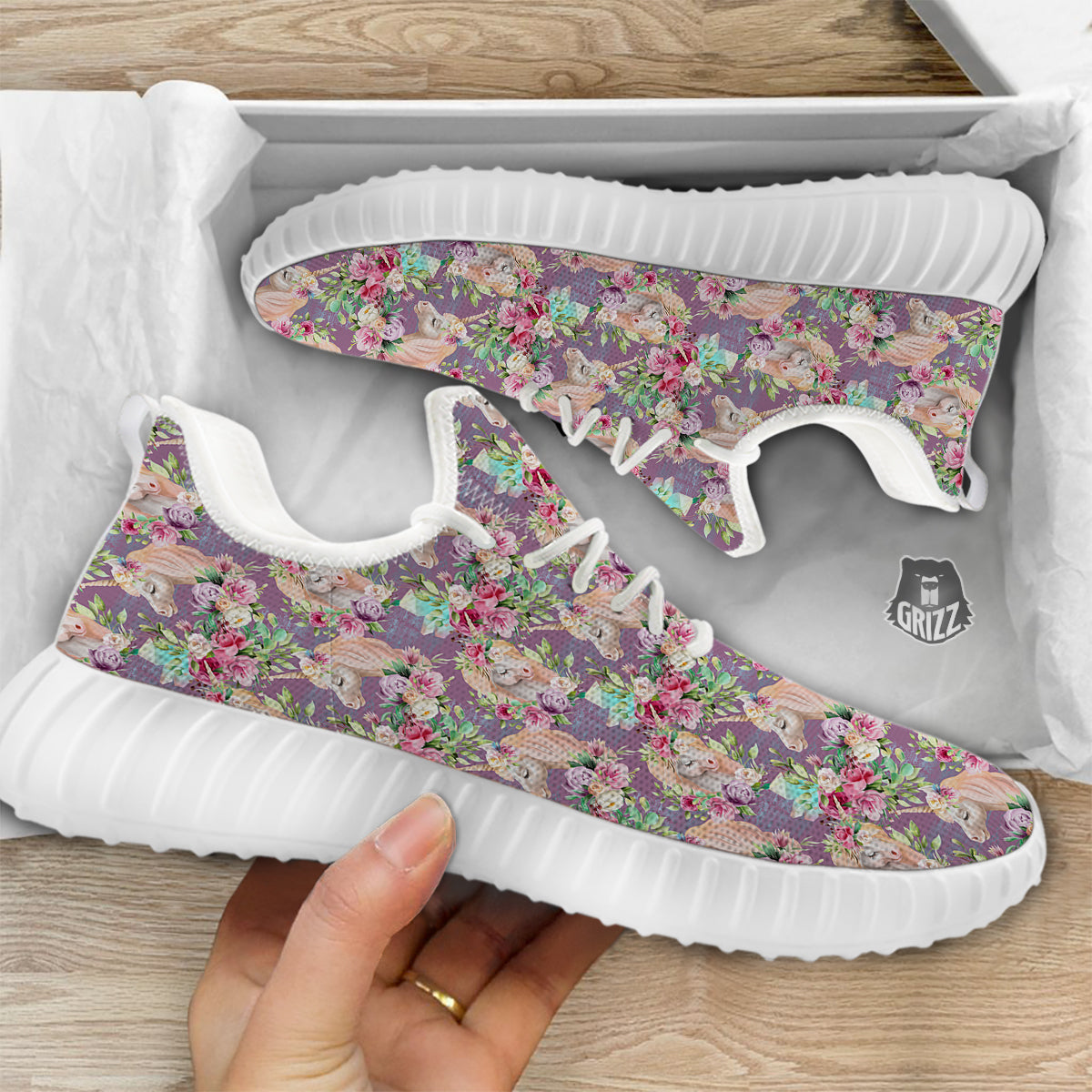 Unicorn Magic Floral Print Pattern White Walking Shoes-grizzshop