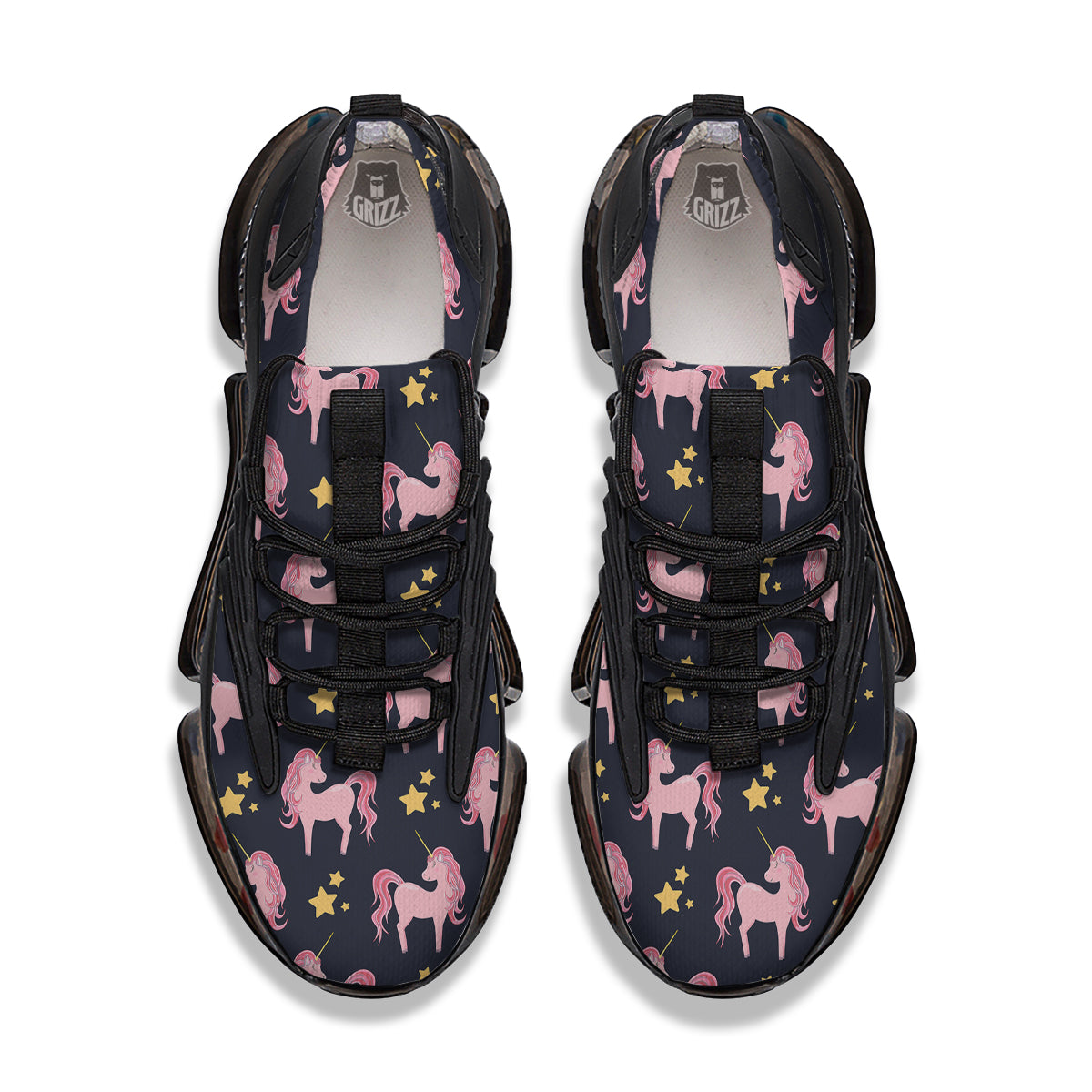 Unicorn Night Star Print Pattern Black Gym Shoes-grizzshop