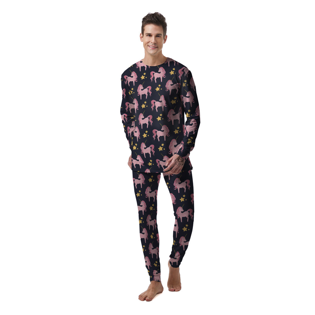 Unicorn Night Star Print Pattern Men's Pajamas-grizzshop