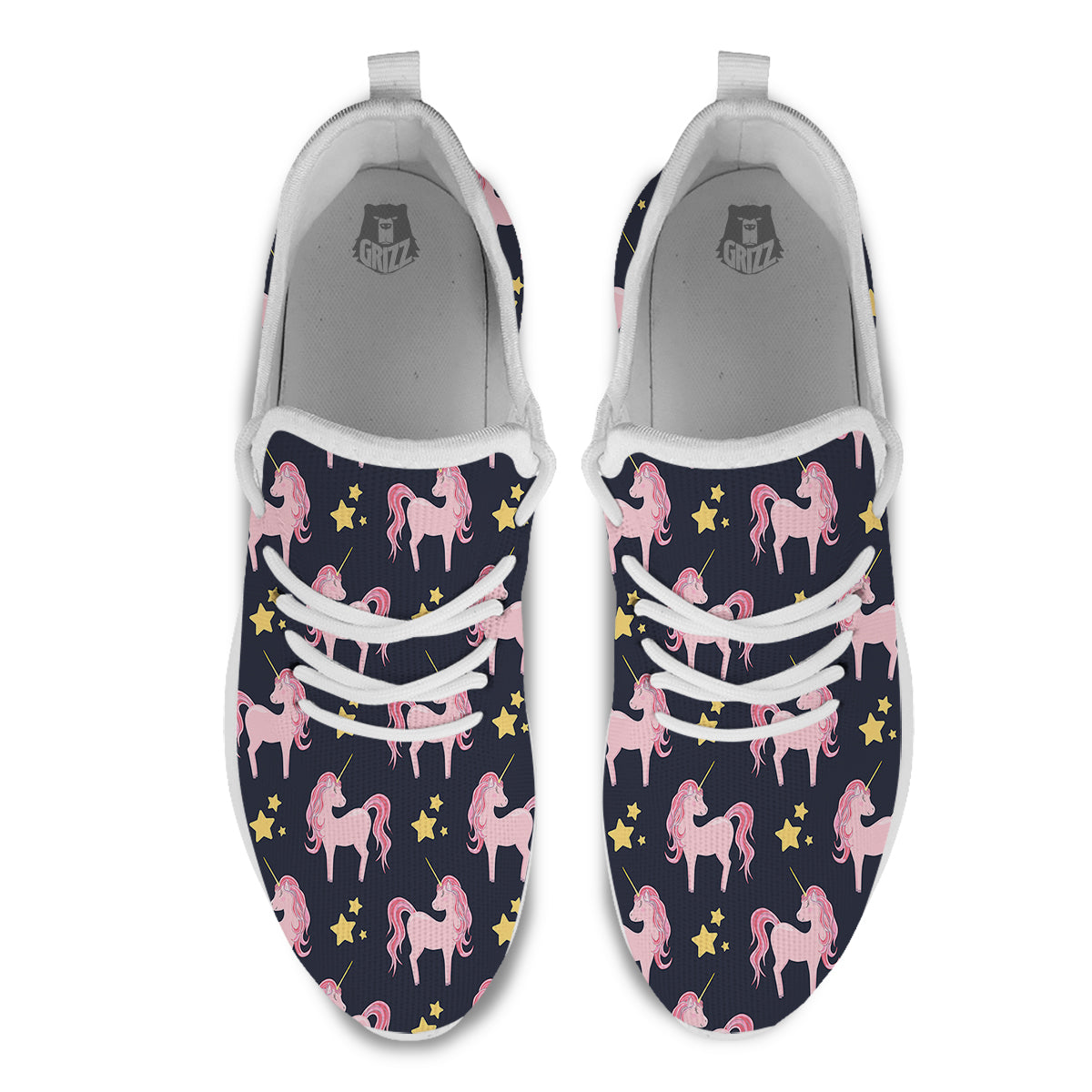 Unicorn Night Star Print Pattern White Athletic Shoes-grizzshop