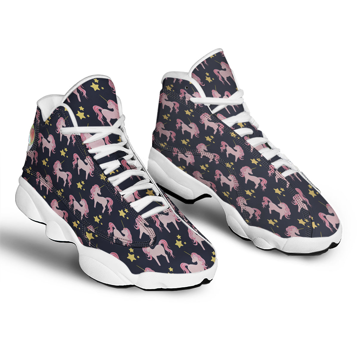Unicorn Night Star Print Pattern White Basketball Shoes-grizzshop