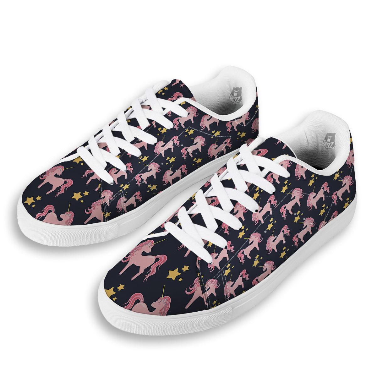 Unicorn Night Star Print Pattern White Low Top Sneakers-grizzshop