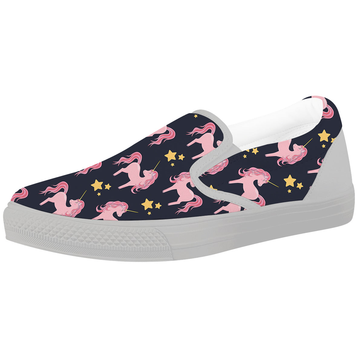 Unicorn Night Star Print Pattern White Slip On Shoes-grizzshop