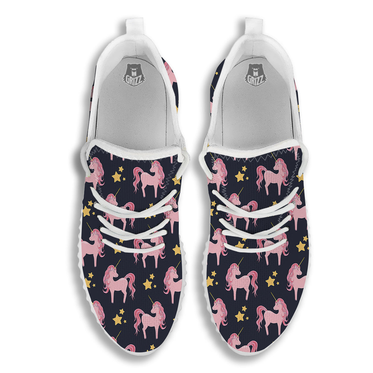 Unicorn Night Star Print Pattern White Walking Shoes-grizzshop