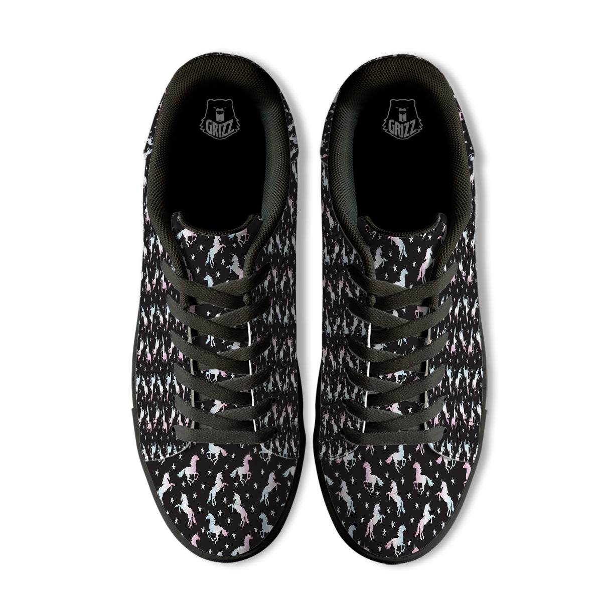 Unicorn Night Winged Print Pattern Black Low Top Sneakers-grizzshop