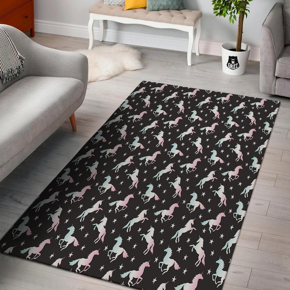 Unicorn Night Winged Print Pattern Floor Mat-grizzshop