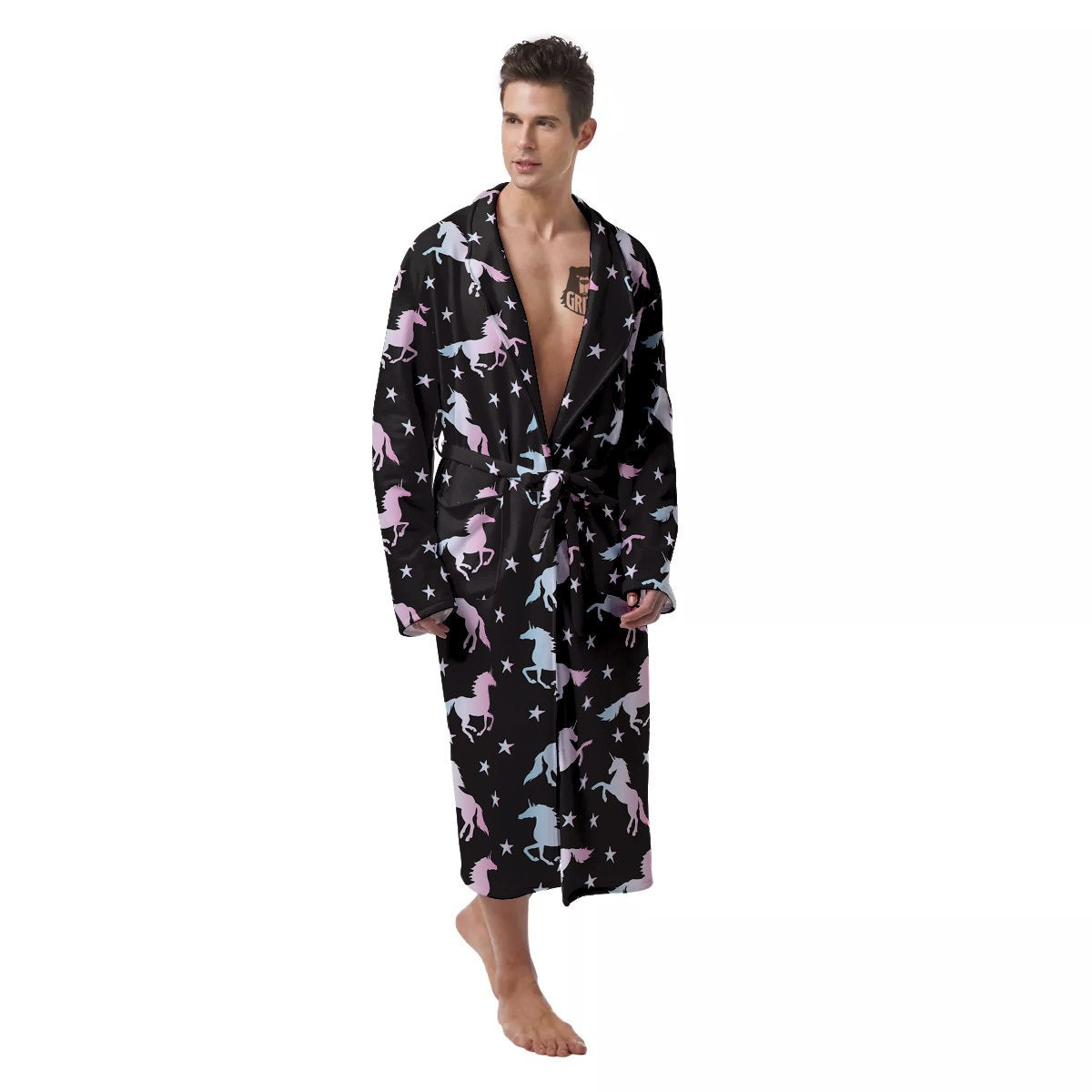 Unicorn Night Winged Print Pattern Men's Robe-grizzshop