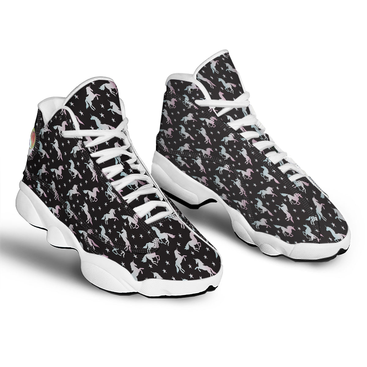 Unicorn Night Winged Print Pattern White Basketball Shoes-grizzshop