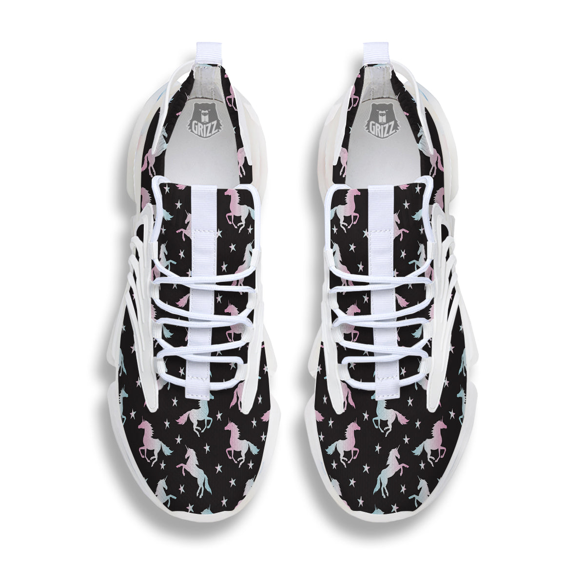 Unicorn Night Winged Print Pattern White Gym Shoes-grizzshop