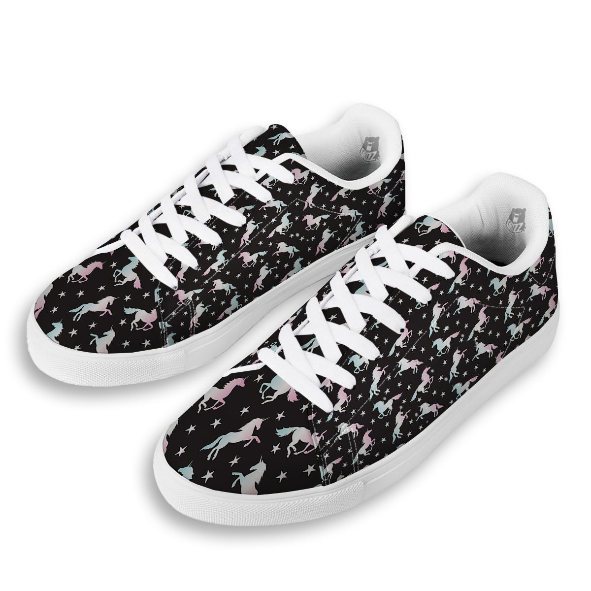 Unicorn Night Winged Print Pattern White Low Top Sneakers-grizzshop