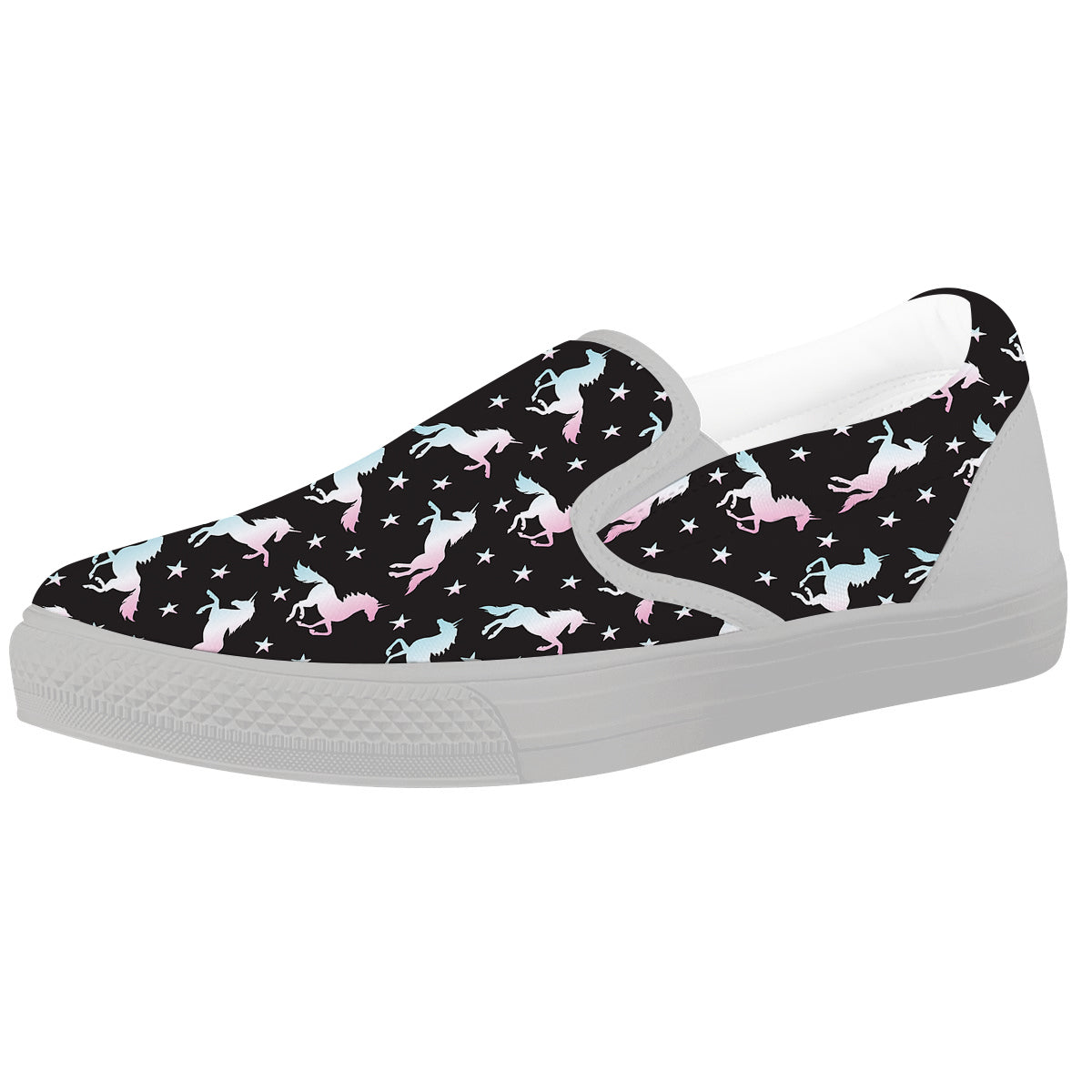 Unicorn Night Winged Print Pattern White Slip On Shoes-grizzshop