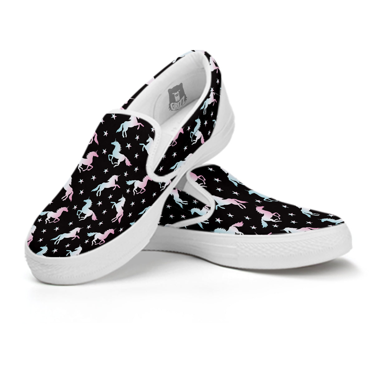 Unicorn Night Winged Print Pattern White Slip On Shoes-grizzshop