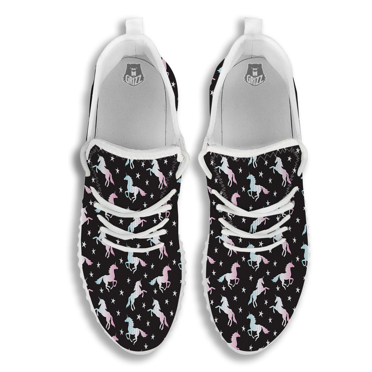 Unicorn Night Winged Print Pattern White Walking Shoes-grizzshop
