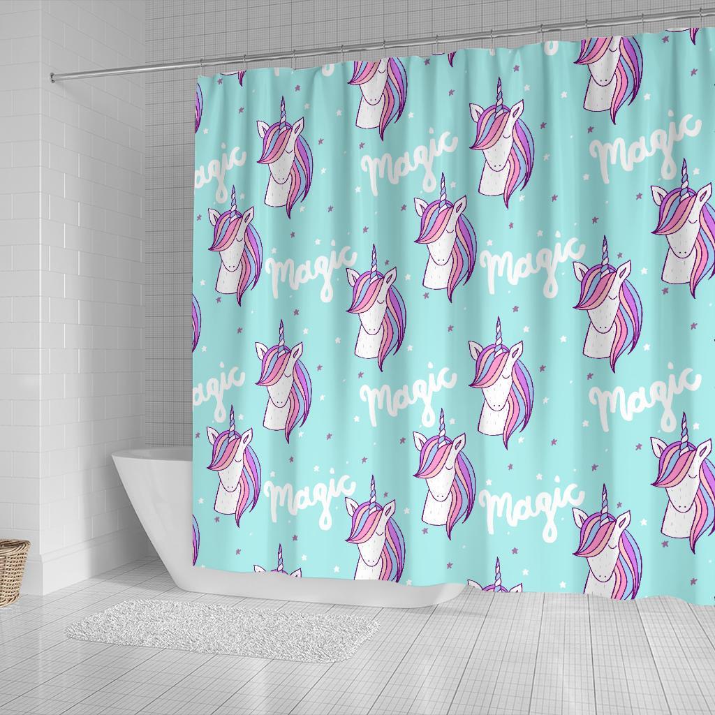 Unicorn Pastel Pattern Print Bathroom Shower Curtain-grizzshop