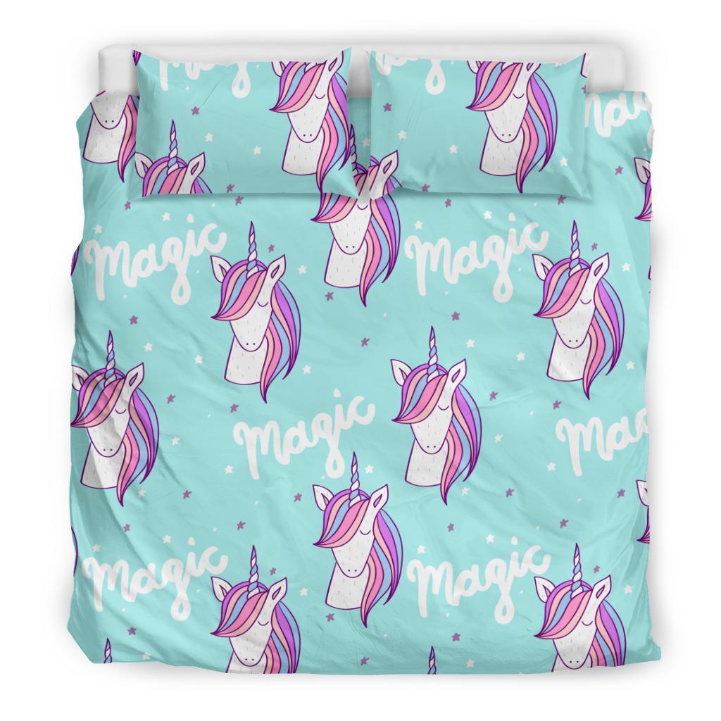 Unicorn Pastel Pattern Print Duvet Cover Bedding Set-grizzshop