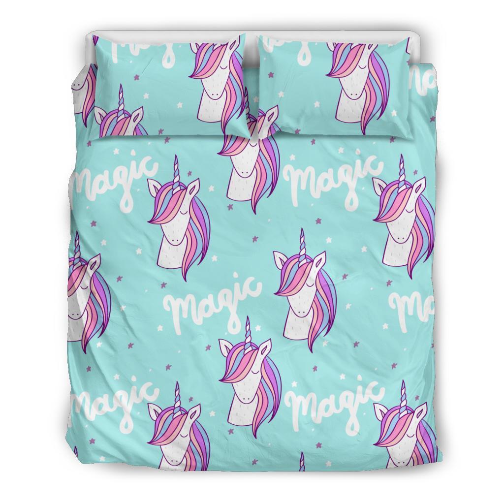 Unicorn Pastel Pattern Print Duvet Cover Bedding Set-grizzshop