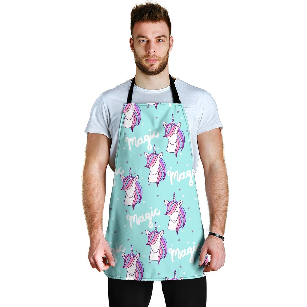 Unicorn Pastel Pattern Print Men's Apron-grizzshop