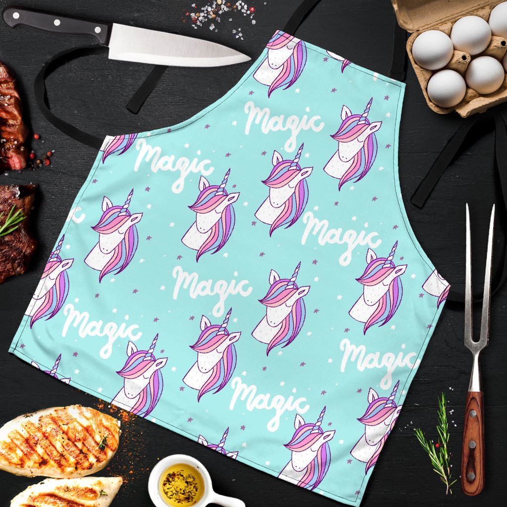 Unicorn Pastel Pattern Print Men's Apron-grizzshop