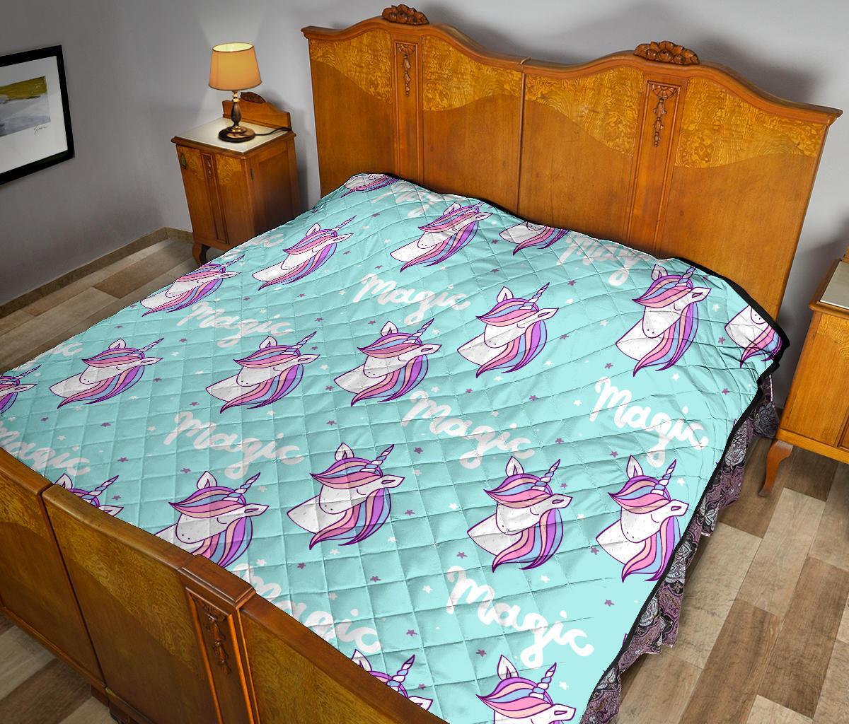 Unicorn Pastel Pattern Print Quilt-grizzshop