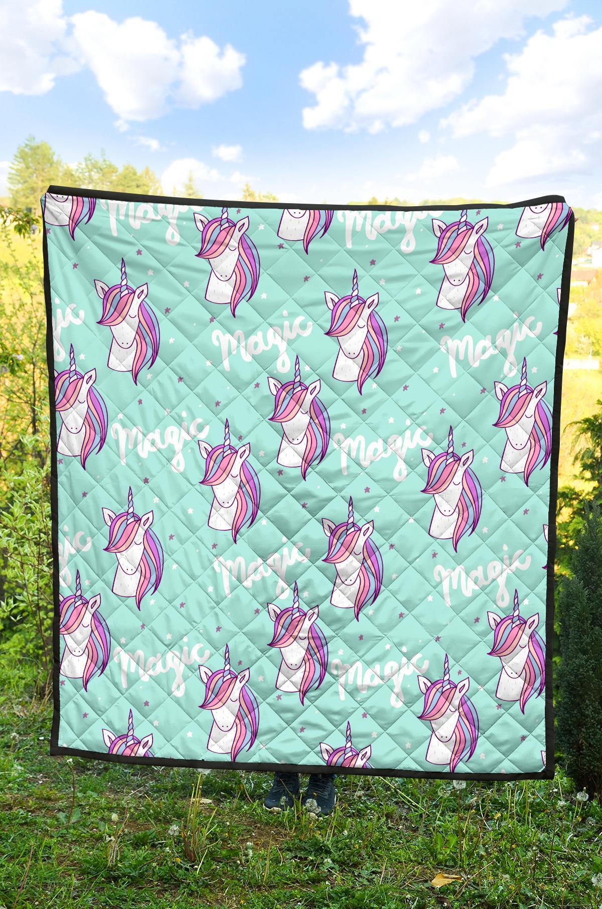 Unicorn Pastel Pattern Print Quilt-grizzshop