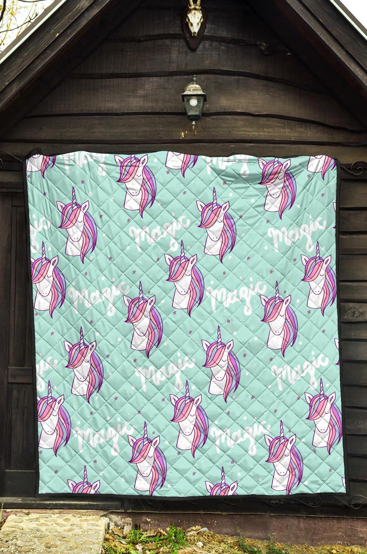 Unicorn Pastel Pattern Print Quilt-grizzshop