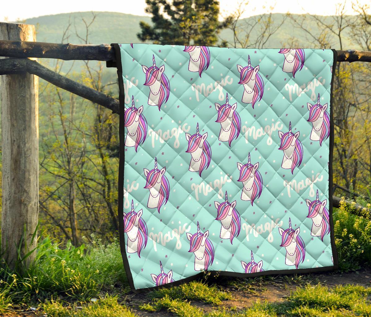 Unicorn Pastel Pattern Print Quilt-grizzshop