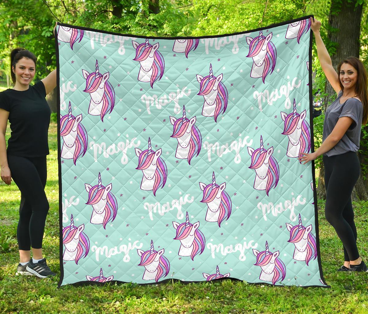 Unicorn Pastel Pattern Print Quilt-grizzshop